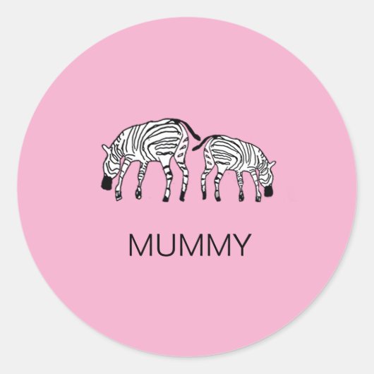 ハッピーカワイイKenya Zebras Mummy ラウンドシール (正面)
