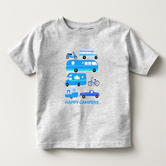 ハッピーカンパーカンパーバンバンライフRVトレーラーブルー トドラーTシャツ (正面)