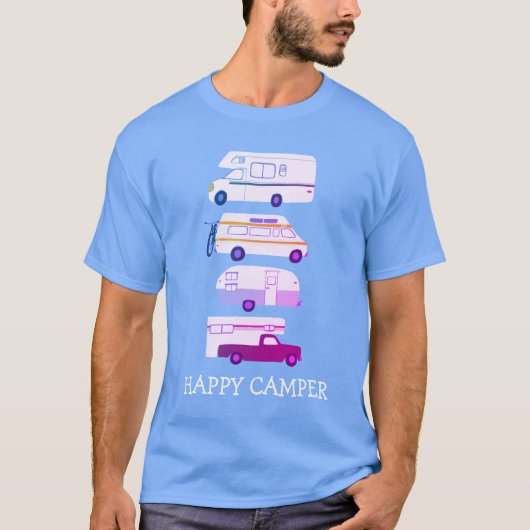 ハッピーカンパーカンパーヴァンライフRVトレーラーカスタム Tシャツ (正面)