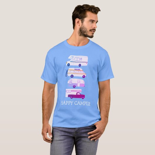 ハッピーカンパーカンパーヴァンライフRVトレーラーカスタム Tシャツ (正面フル)