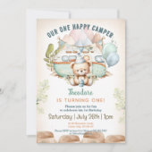 ハッピーカンパーサマーファースト誕生日ボーイ招待状 招待状 (正面)