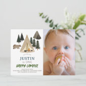 ハッピーカンパーテントベアーボーイ1stバースデーフォト 招待状 (スタンド正面)