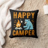 ハッピーカンパーベアーバケーションハイキングキャンプファイアカンピ クッション (ブランケット)