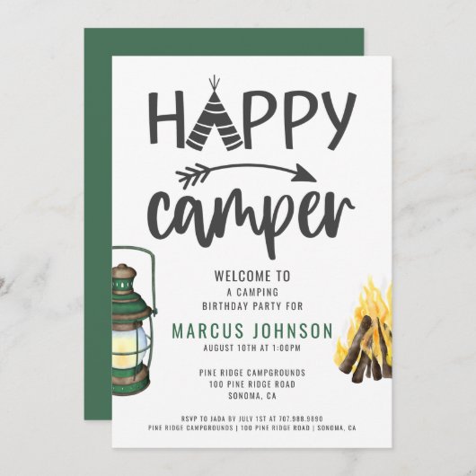 ハッピーカンパーボーイズバースデーパーティー 招待状 (正面/裏面)