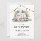 ハッピーカンパーマウンテンフォレストボーイ誕生日 招待状 (正面)