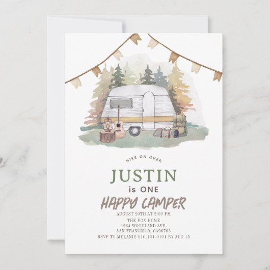 ハッピーカンパーマウンテンフォレストボーイ1st誕生日 招待状 (正面)