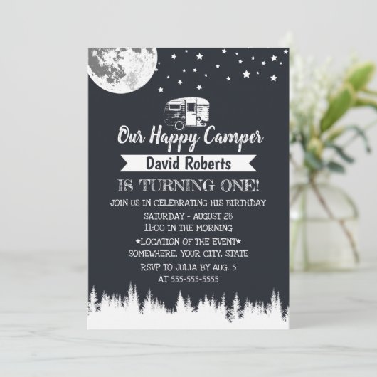 ハッピーカンパームーンスターズフォレスト誕生日 招待状 (スタンド正面)