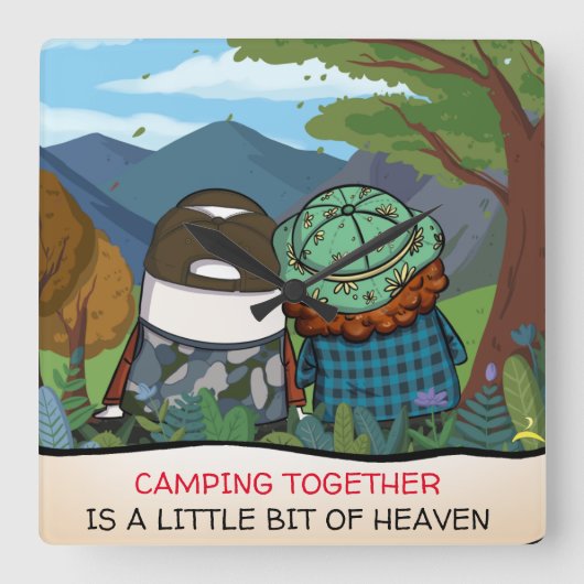 ハッピーカンパーライフ引用文マウンテンビスタテンプレート スクエア壁時計 (正面)