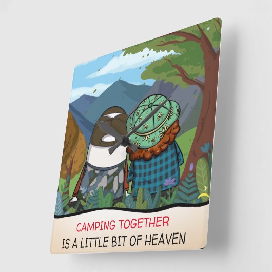 ハッピーカンパーライフ引用文マウンテンビスタテンプレート スクエア壁時計 (傾斜)