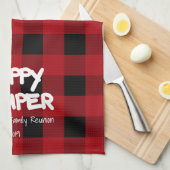 ハッピーカンパーレッドプレイドファミリー懇親会 キッチンタオル (四つ折り)