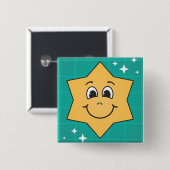 ハッピーカートゥーンスター顔スマイル、クリスマスデザイン 缶バッジ (正面&裏面)