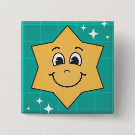 ハッピーカートゥーンスター顔スマイル、クリスマスデザイン 缶バッジ