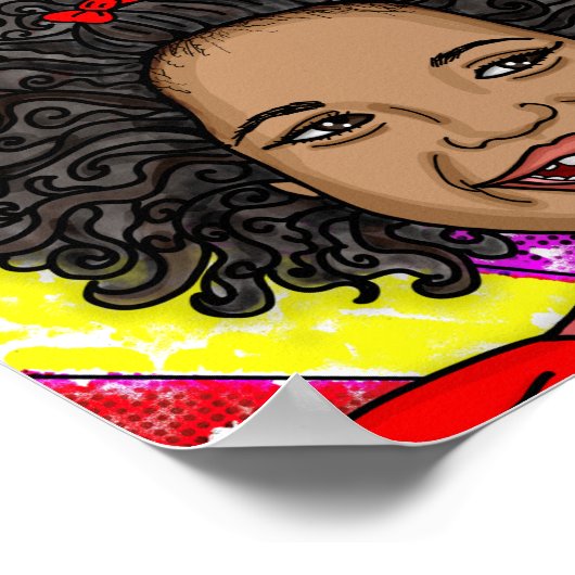 ハッピーカールの小さな黒い女の子 ポスター (角)