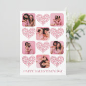 ハッピーガランチンキュートピンクハート&写真 シーズンカード (スタンド正面)