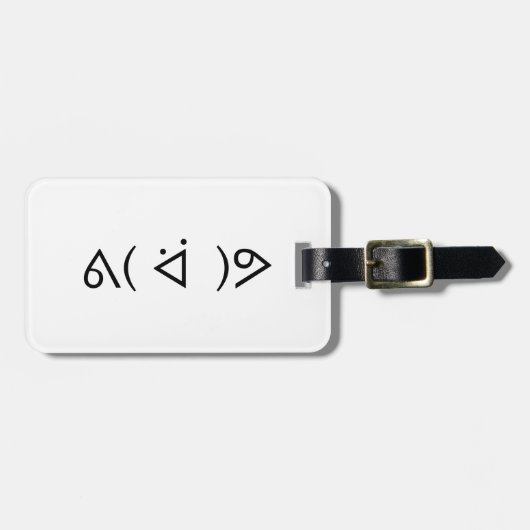 ハッピーガリーᕕ( ᐛ )ᕗミーム絵文字文字アート ラゲッジタグ (正面横)