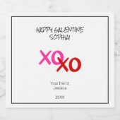 ハッピーガレンタインXOXOハグとキスピンクレッド スパークリングワインラベル (シングルラベル)