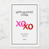 ハッピーガレンタインXOXOハグとキスピンクレッド ワインラベル (シングルラベル)