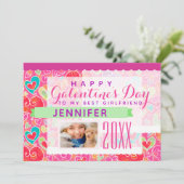 ハッピーガレンティネの日ピンクのハート写真 シーズンカード (スタンド正面)