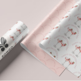 ハッピーガレンティンの日ピンクのストロベリーカクテル ラッピングペーパーシート