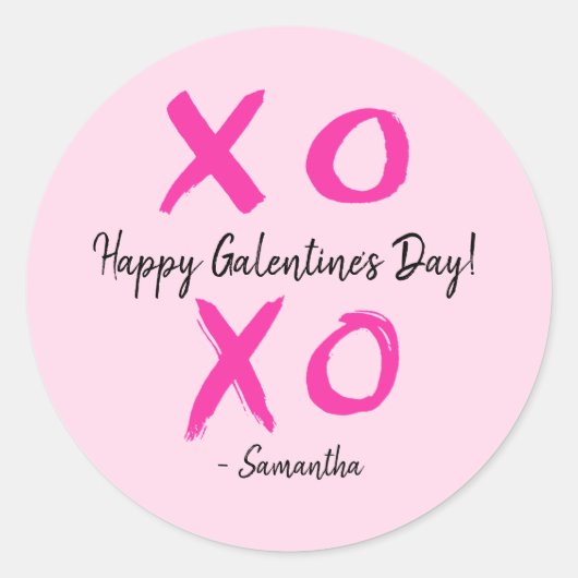 ハッピーガレンティンの日ピンクパーソナライズされたキソ –  ラウンドシール (正面)