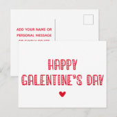 ハッピーガレンティンの日！かわいいタイポグラフィフレンド ポストカード (正面/裏面)