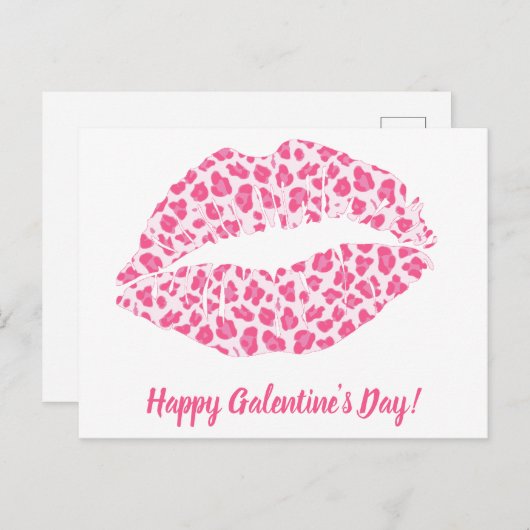 ハッピーガレンティンの日!ピンクヒョウキス ポストカード (正面/裏面)