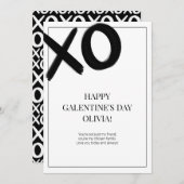 ハッピーガレンティンの日XOXO白黒モダン シーズンカード (正面/裏面)