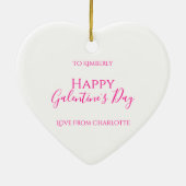 ハッピーガレンティンの最高の友達ホットピンク セラミックオーナメント (裏面)