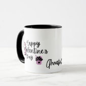 ハッピーガレンティンズデイピンクとブラックマグカップ マグカップ (正面左)