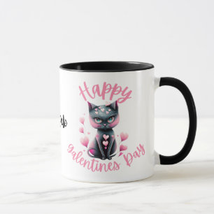ハッピーガレンティンズデイブラックキャットコーヒーマグ マグカップ