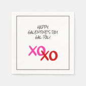 ハッピーガレンティンXOXOハグとキスピンクギャル スタンダードカクテルナプキン (正面)