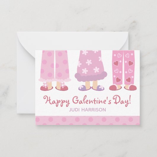 ハッピーガレンティーズデイパジャマスバレンタインカード ノートカード (正面)