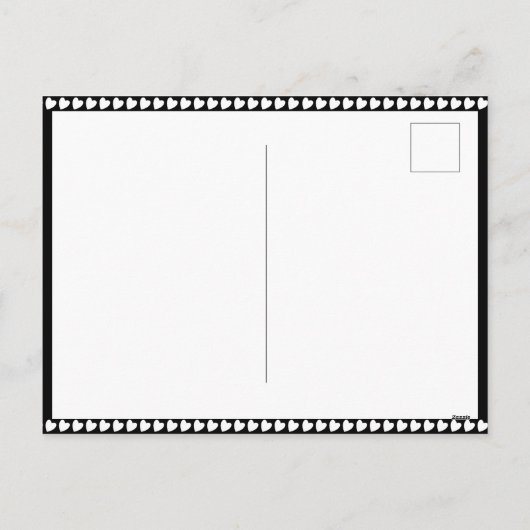 ハッピーガレンティーヌデイ白黒ハートパターン シーズンポストカード (裏面)