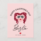 ハッピーガレンティーンズデイベスティシックスクリプトピンクハート シーズンポストカード (正面)