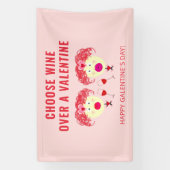 ハッピーガレンティーンズデイヴァレンティネスパーティーおもしろいワイン 横断幕 (縦)