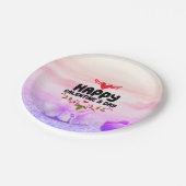 ハッピーガレンティーンズデイ赤いハート&ウィングスパーティー ペーパープレート (アングル)