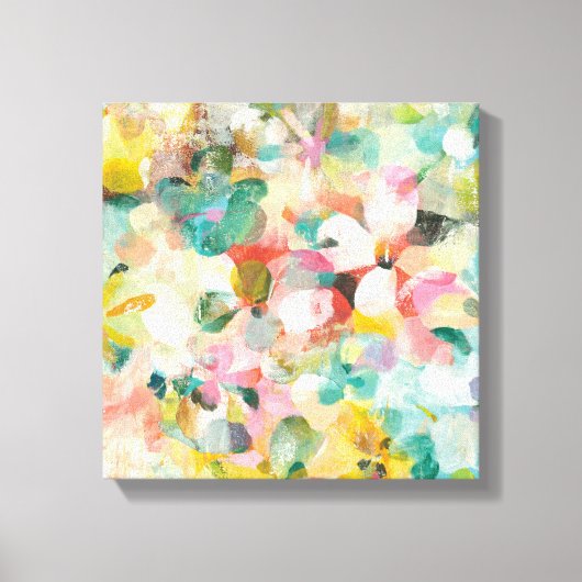 ハッピーガーデン |ソフトパステル花びら キャンバスプリント (正面)