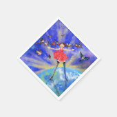 ハッピーガールと鳥 – あなたの写真/文字を追加 スタンダードカクテルナプキン (角)