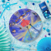 ハッピーガールと鳥 – あなたの写真/文字を追加 ペーパープレート (パーティー)