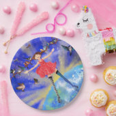 ハッピーガールと鳥 – あなたの写真/文字を追加 ペーパープレート (パーティー)