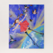 ハッピーガールと鳥 – Friends ジグソーパズル (縦)