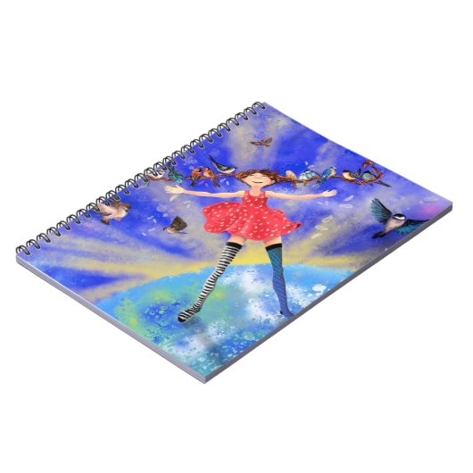 ハッピーガールと鳥 – Happines ノートブック (左側)