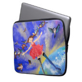 ハッピーガールと鳥 – Happines ラップトップスリーブ (正面左)