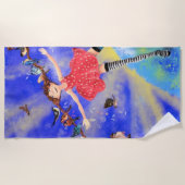 ハッピーガールと鳥 – Joy ビーチタオル (正面)