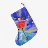 ハッピーガールウィズバードクリスマスストッキング スモールクリスマスストッキング (裏面 (吊り時))