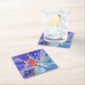 ハッピーガールウィズバードコースター紙 スクエアペーパーコースター (インサイチュ)