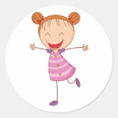 ハッピーガールステッカー ラウンドシール (正面)