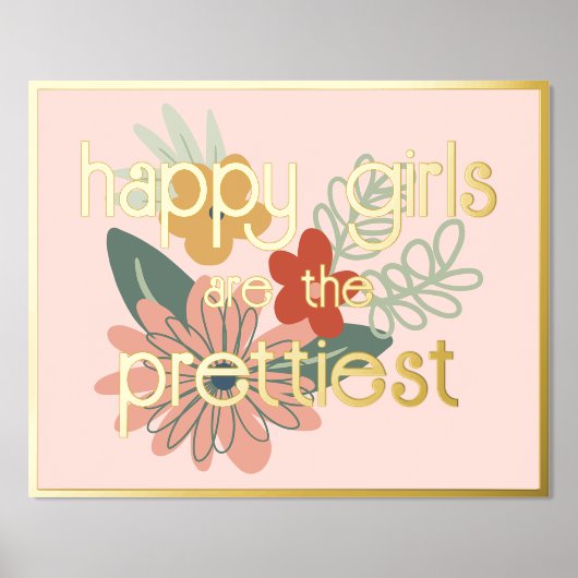 ハッピーガールズザかわいらし引用文金ゴールド 箔ポスター (正面)