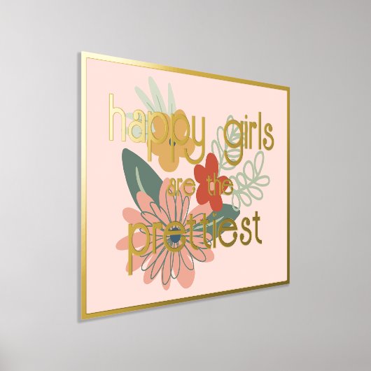 ハッピーガールズザかわいらし引用文金ゴールド 箔ポスター (レイダウン)