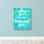 ハッピーガールズ引用文水色の水色アクアブルー キャンバスプリント (インサイチュ (ウッドフロア))